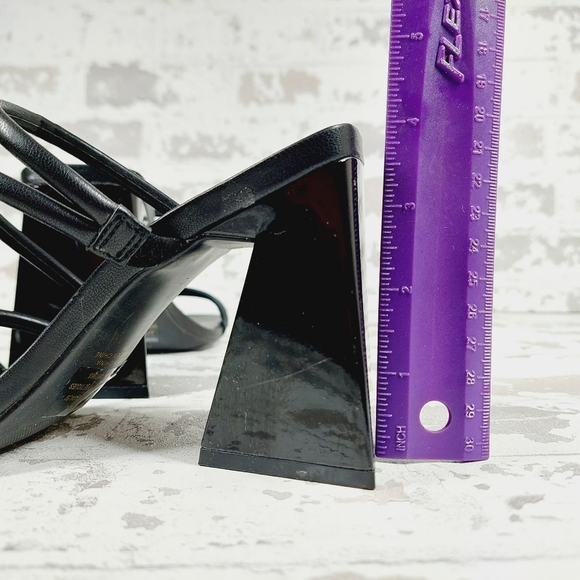 New Abound Austyn Black Block Heel Square Toe Strappy Sandals X384 - Picture 9 of 13